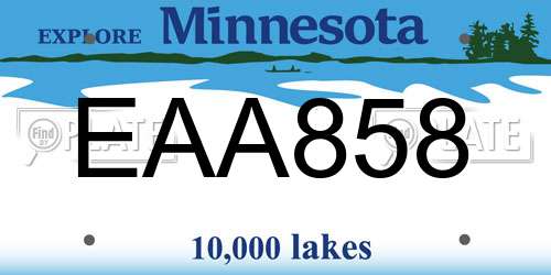 EAA858 Minnesota License Plate