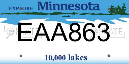 EAA863 Minnesota License Plate