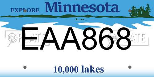 EAA868 Minnesota License Plate