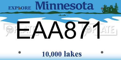 EAA871 Minnesota License Plate