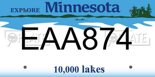 EAA874 Minnesota License Plate