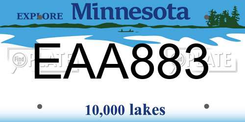 EAA883 Minnesota License Plate