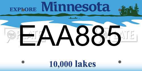 EAA885 Minnesota License Plate