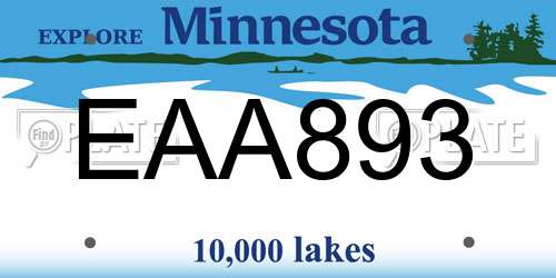 EAA893 Minnesota License Plate