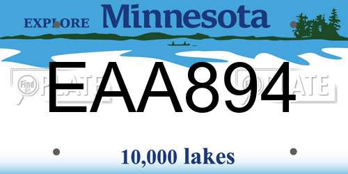 EAA894 Minnesota License Plate