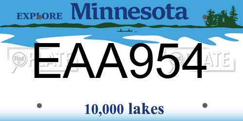 EAA954 Minnesota License Plate