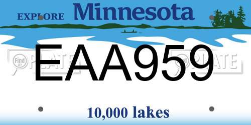 EAA959 Minnesota License Plate