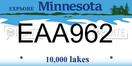EAA962 Minnesota License Plate