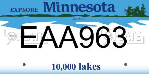 EAA963 Minnesota License Plate