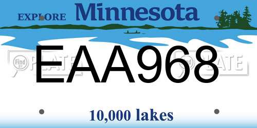 EAA968 Minnesota License Plate