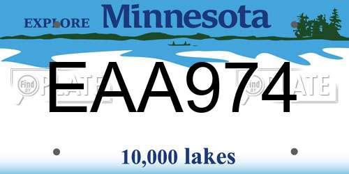 EAA974 Minnesota License Plate