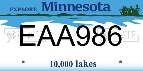 EAA986 Minnesota License Plate