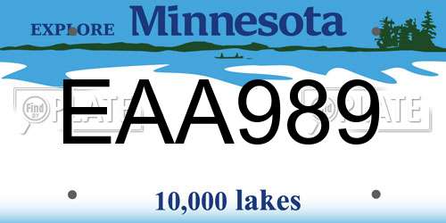 EAA989 Minnesota License Plate
