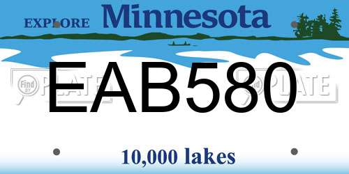 EAB580 Minnesota License Plate