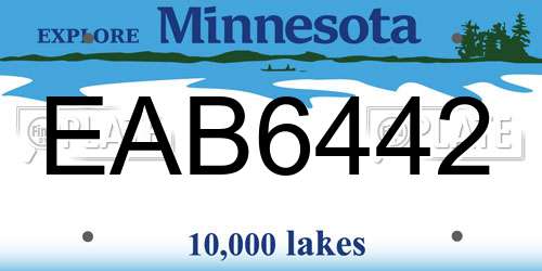 EAB6442 Minnesota License Plate