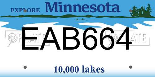 EAB664 Minnesota License Plate