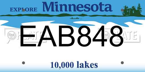 EAB848 Minnesota License Plate
