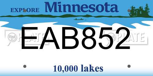 EAB852 Minnesota License Plate