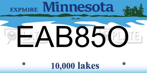 EAB85O Minnesota License Plate