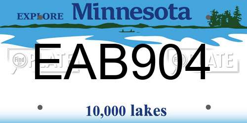 EAB904 Minnesota License Plate