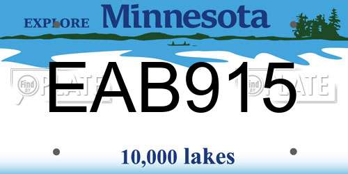 EAB915 Minnesota License Plate