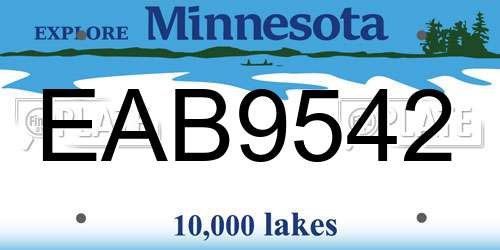 EAB9542 Minnesota License Plate