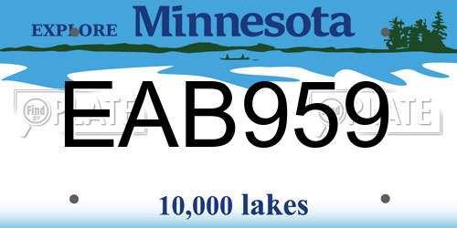 EAB959 Minnesota License Plate