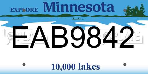 EAB9842 Minnesota License Plate