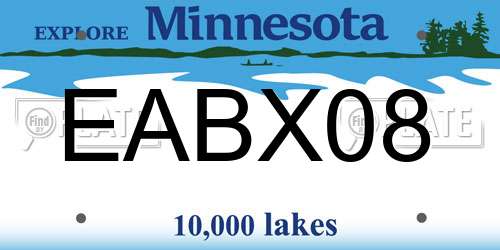 EABX08 Minnesota License Plate