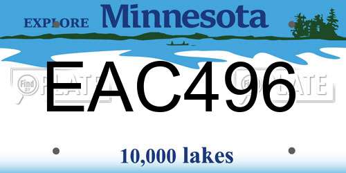 EAC496 Minnesota License Plate