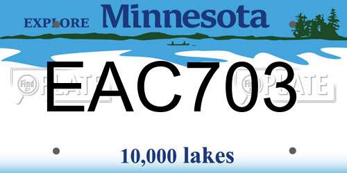 EAC703 Minnesota License Plate