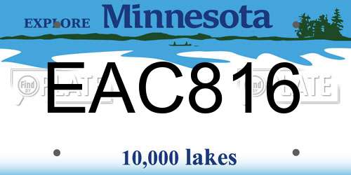 EAC816 Minnesota License Plate