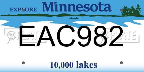 EAC982 Minnesota License Plate