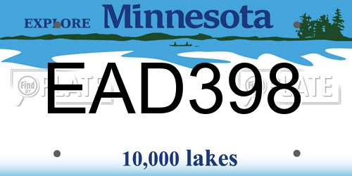 EAD398 Minnesota License Plate