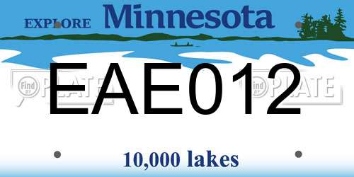 EAE012 Minnesota License Plate