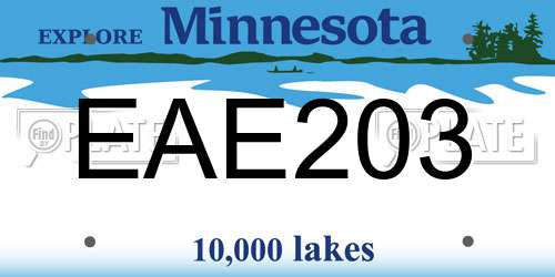 EAE203 Minnesota License Plate