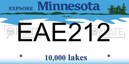 EAE212 Minnesota License Plate