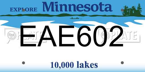 EAE602 Minnesota License Plate