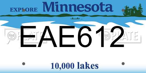EAE612 Minnesota License Plate