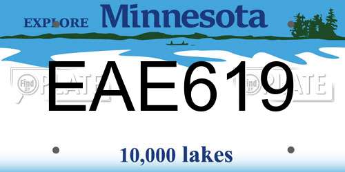 EAE619 Minnesota License Plate