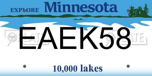 EAEK58 Minnesota License Plate