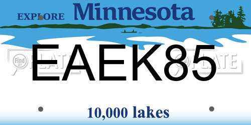 EAEK85 Minnesota License Plate