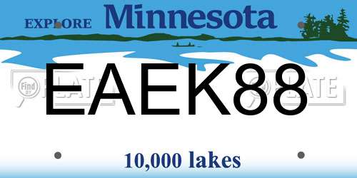 EAEK88 Minnesota License Plate