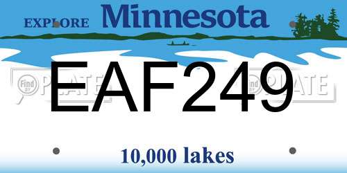 EAF249 Minnesota License Plate