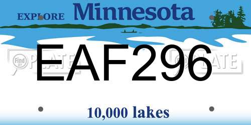 EAF296 Minnesota License Plate