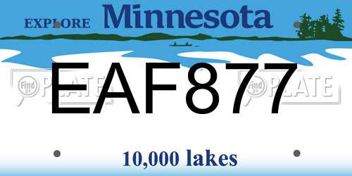 EAF877 Minnesota License Plate