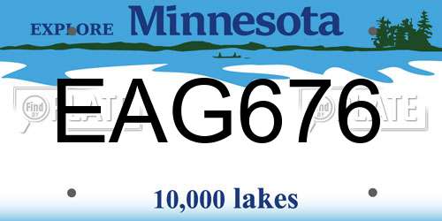 EAG676 Minnesota License Plate