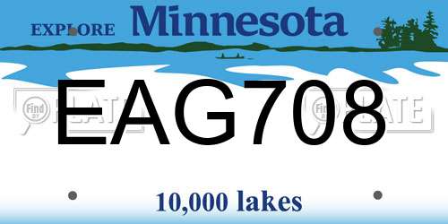 EAG708 Minnesota License Plate
