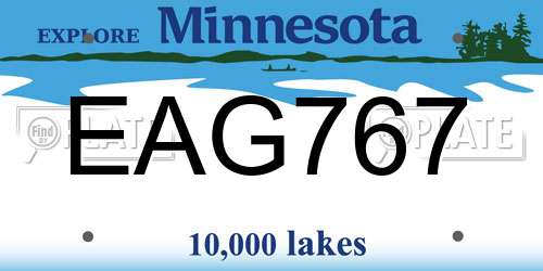 EAG767 Minnesota License Plate