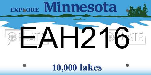 EAH216 Minnesota License Plate